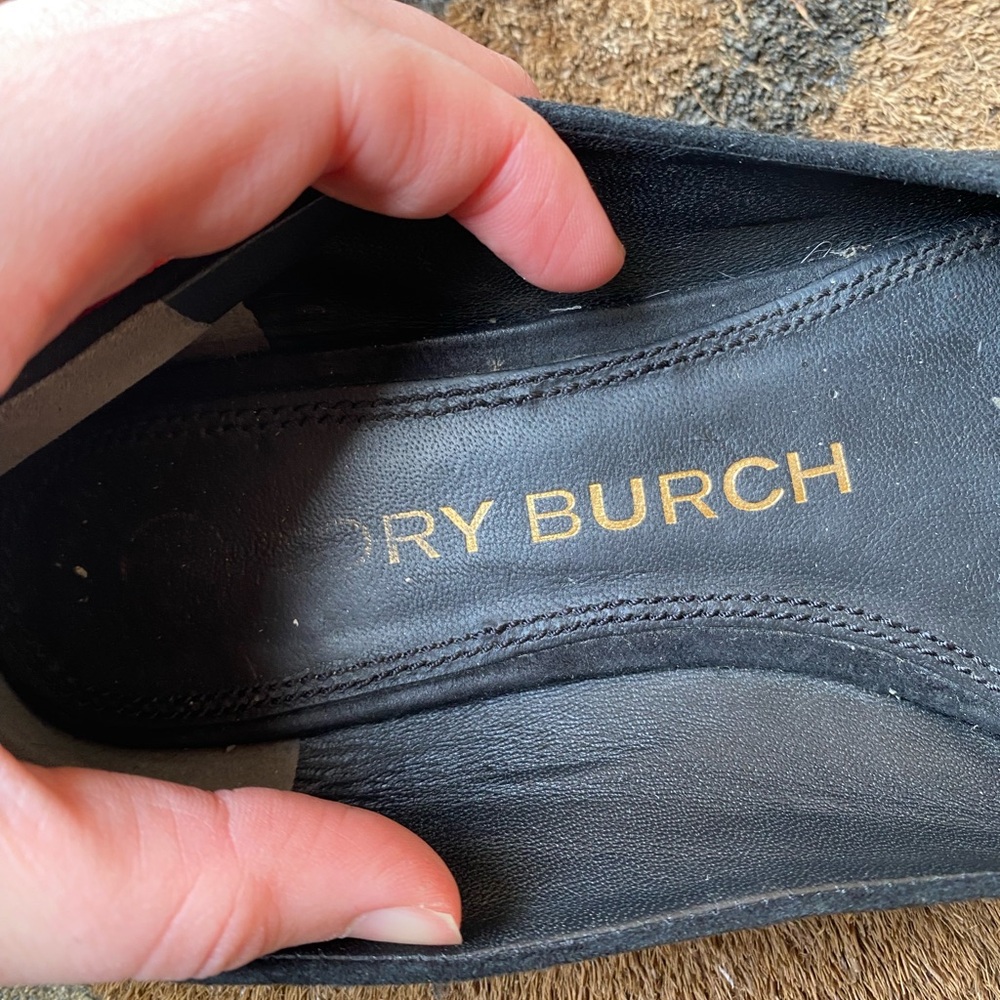 TORY BURCH Georgia Ballet Flat in Black Suede & Leather Sole Women’s Sz 6.5 - Picture 5 of 9